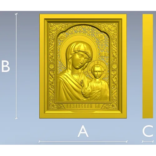 Казанская икона в рельефе - STL модель для ЧПУ