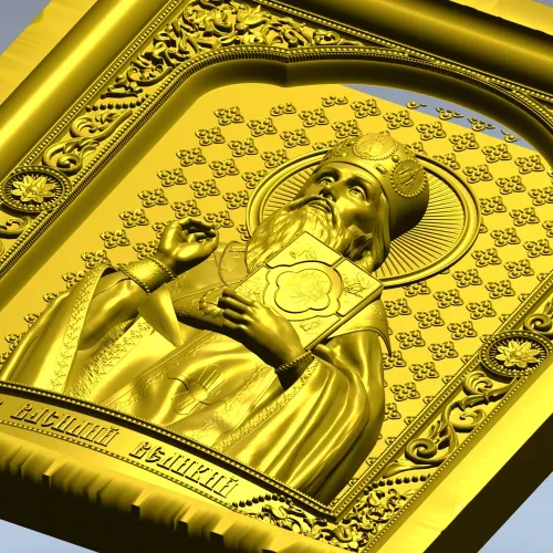 Saint Basil the Great - high relief icon panel STL for CNC