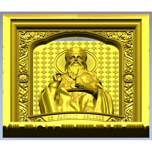Saint Basil the Great - high relief icon panel STL for CNC