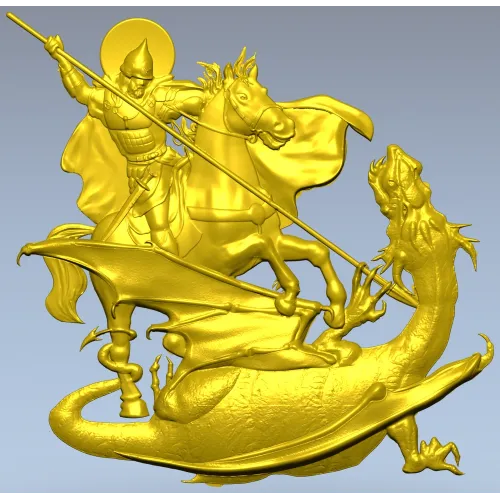 Saint George Slaying the Dragon - STL Relief for CNC