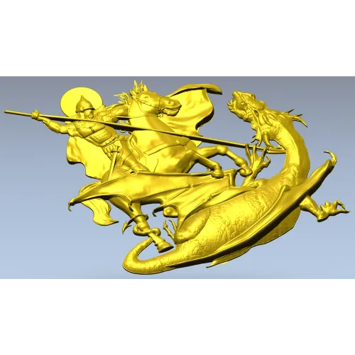 Saint George Slaying the Dragon - STL Relief for CNC
