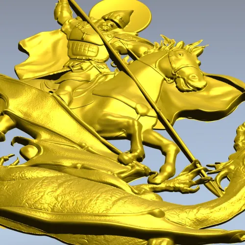 Saint George Slaying the Dragon - STL Relief for CNC