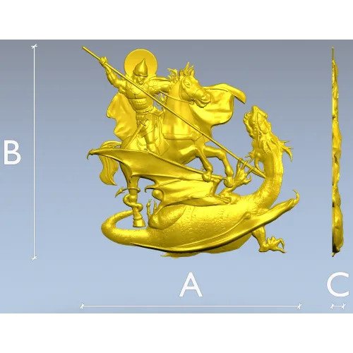 Saint George Slaying the Dragon - STL Relief for CNC
