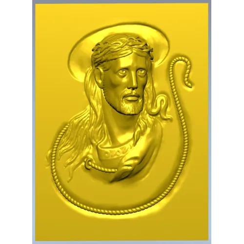 Jesus Christ high-relief STL panel for CNC milling