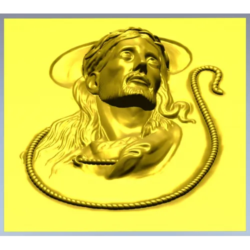 Jesus Christ high-relief STL panel for CNC milling