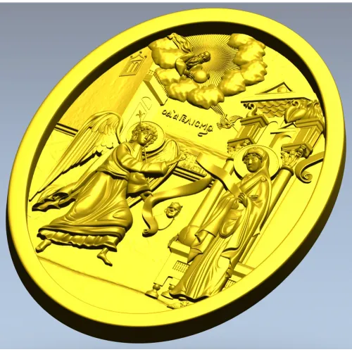 Annunciation Oval Medallion STL for CNC Relief