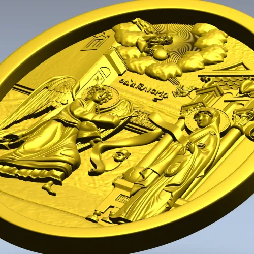 Annunciation Oval Medallion STL for CNC Relief