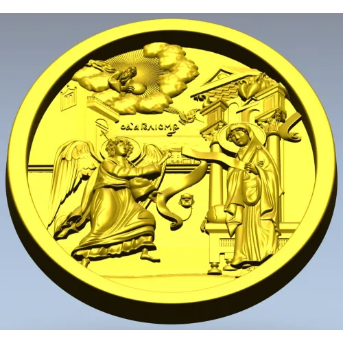 Annunciation Oval Medallion STL for CNC Relief