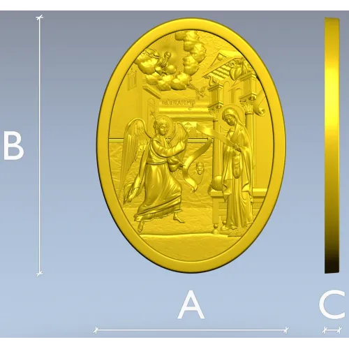 Annunciation Oval Medallion STL for CNC Relief