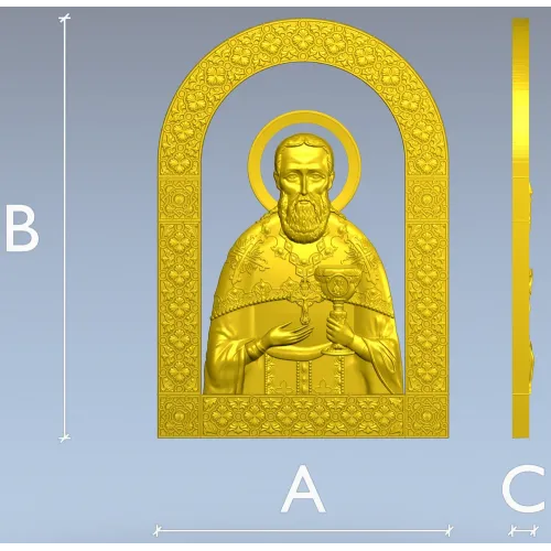Saint John of Kronstadt - high-relief STL icon for CNC