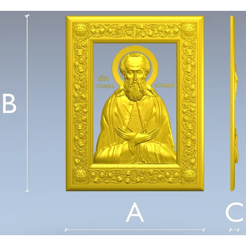 Икона преподобного Иосифа Волоцкого - 3D модель STL для ЧПУ