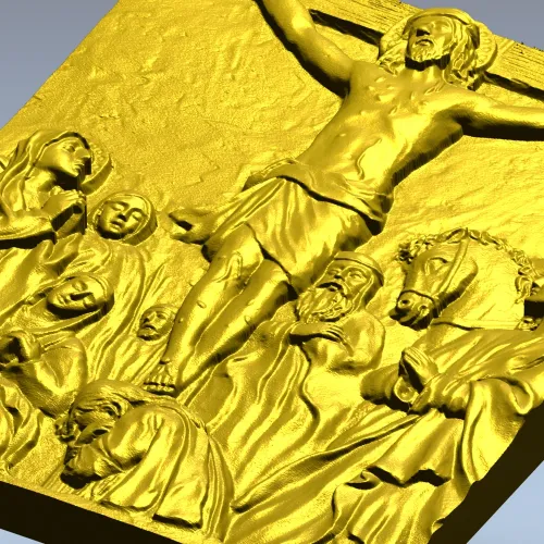 Crucifixion bas-relief STL for CNC milling