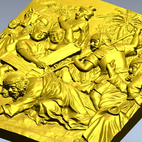 Падение Господа под крестом - рельеф в формате STL для ЧПУ