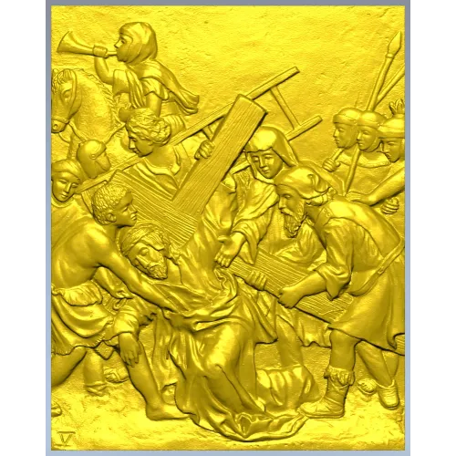Christ carrying the cross relief - STL 3D model for CNC router