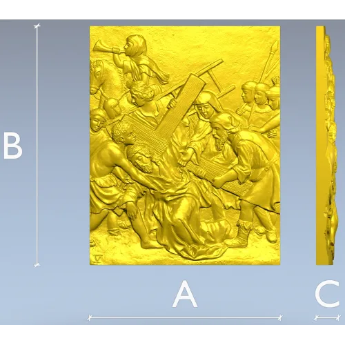 Christ carrying the cross relief - STL 3D model for CNC router