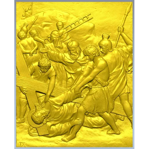 High-relief Crucifixion Panel - 3D STL model for CNC carving