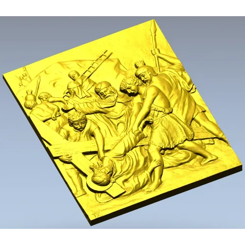 High-relief Crucifixion Panel - 3D STL model for CNC carving