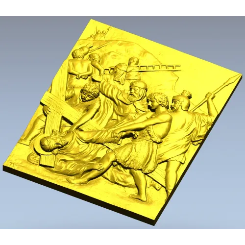High-relief Crucifixion Panel - 3D STL model for CNC carving