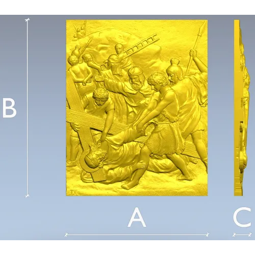 High-relief Crucifixion Panel - 3D STL model for CNC carving