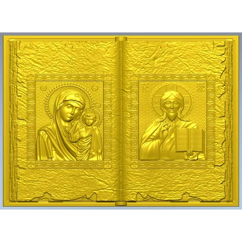 Open Gospel Book - Theotokos & Pantocrator STL 3D model