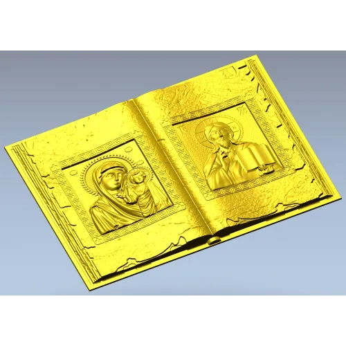 Open Gospel Book - Theotokos & Pantocrator STL 3D model
