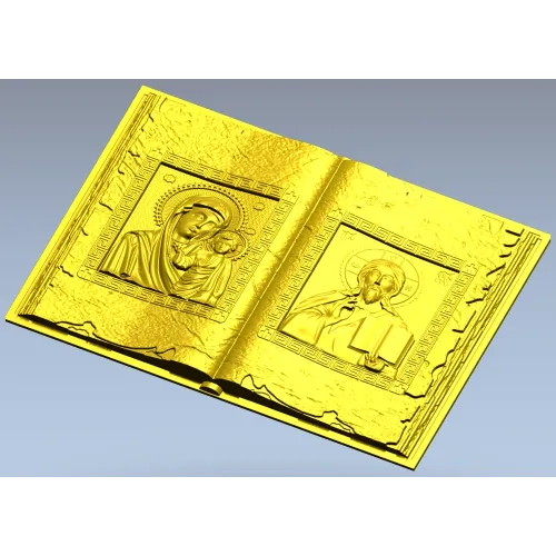 Open Gospel Book - Theotokos & Pantocrator STL 3D model