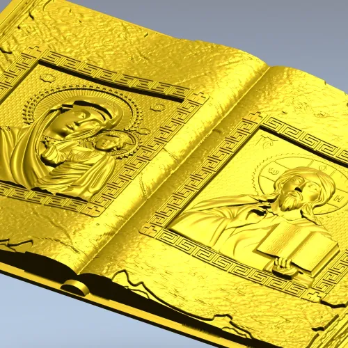 Open Gospel Book - Theotokos & Pantocrator STL 3D model