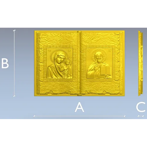 Open Gospel Book - Theotokos & Pantocrator STL 3D model