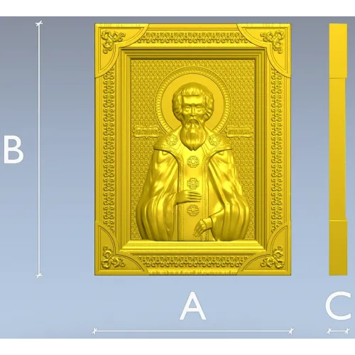 Saint Longin of Koryazhma - high-relief icon STL for CNC