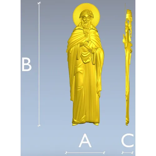 Saint Macarius of Alexandria - CNC-ready STL relief