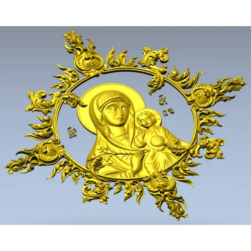 Unfading Flower - Theotokos high-relief 3D STL for CNC