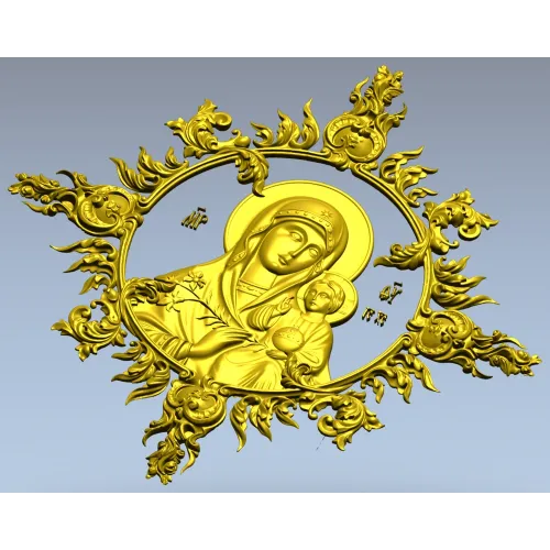 Unfading Flower - Theotokos high-relief 3D STL for CNC