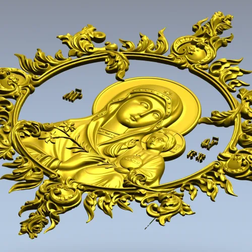 Unfading Flower - Theotokos high-relief 3D STL for CNC