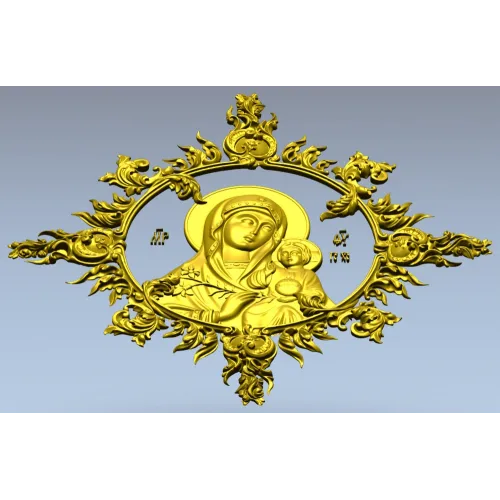 Unfading Flower - Theotokos high-relief 3D STL for CNC