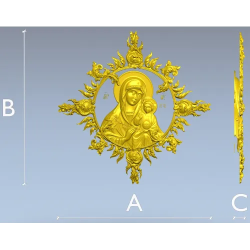 Unfading Flower - Theotokos high-relief 3D STL for CNC