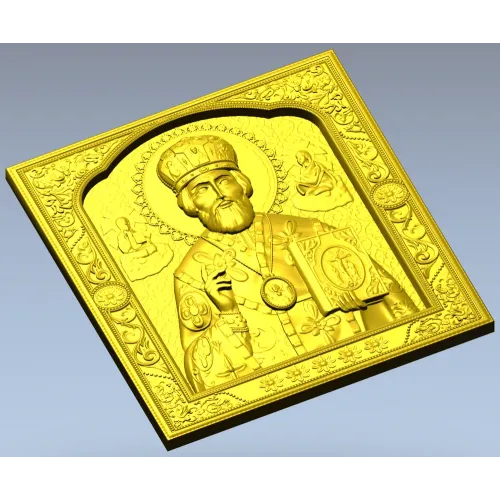 Saint Nicholas the Wonderworker - high-relief CNC STL icon