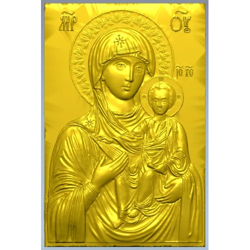 Hodegetria of Athos - Bas-Relief Icon STL for CNC