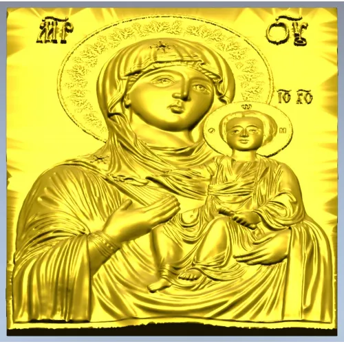 Hodegetria of Athos - Bas-Relief Icon STL for CNC