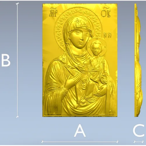 Hodegetria of Athos - Bas-Relief Icon STL for CNC