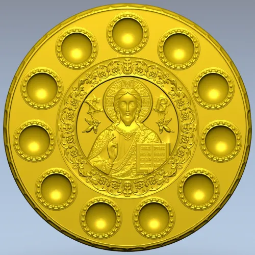 Paschal Tray 3D Model (STL) - Christ Pantocrator Medallion