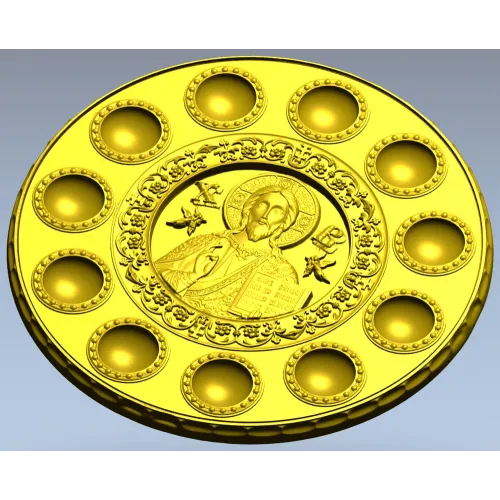 Paschal Tray 3D Model (STL) - Christ Pantocrator Medallion