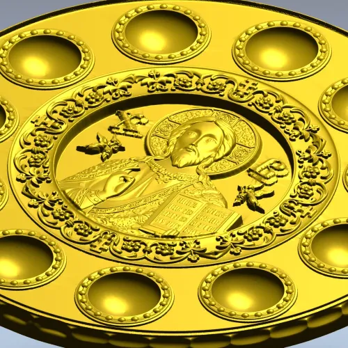 Paschal Tray 3D Model (STL) - Christ Pantocrator Medallion
