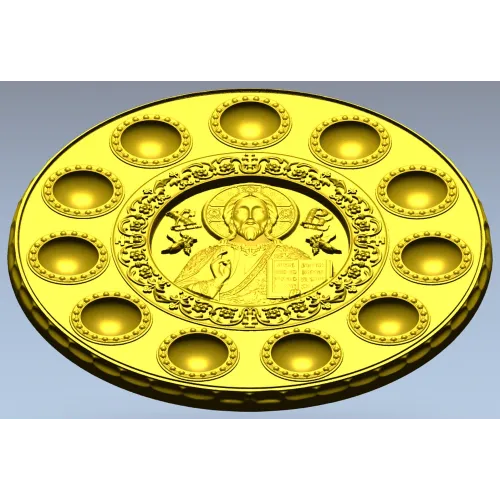 Paschal Tray 3D Model (STL) - Christ Pantocrator Medallion