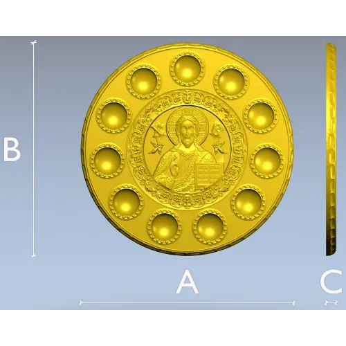 Paschal Tray 3D Model (STL) - Christ Pantocrator Medallion