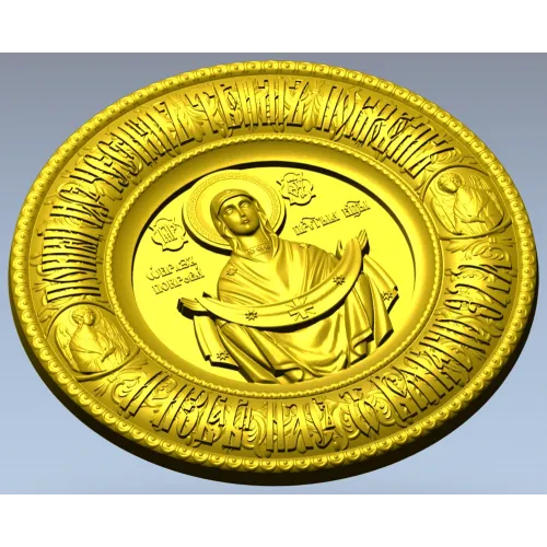 Pokrov - Protection of the Mother of God Medallion STL 3D Model for CNC