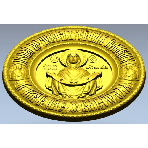Pokrov - Protection of the Mother of God Medallion STL 3D Model for CNC