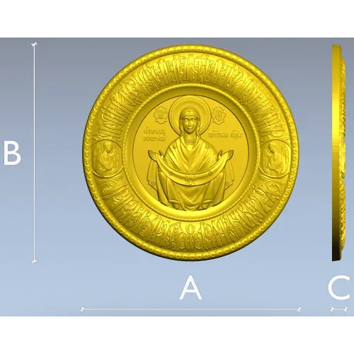 Pokrov - Protection of the Mother of God Medallion STL 3D Model for CNC