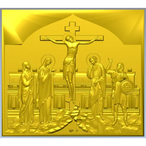 High-relief Crucifixion STL Panel for CNC