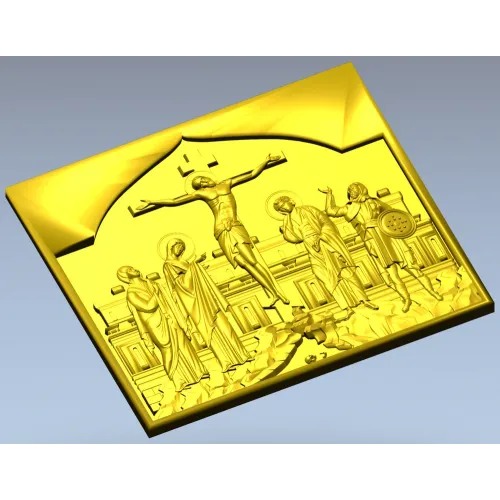 High-relief Crucifixion STL Panel for CNC