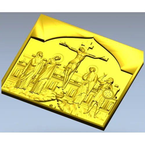High-relief Crucifixion STL Panel for CNC